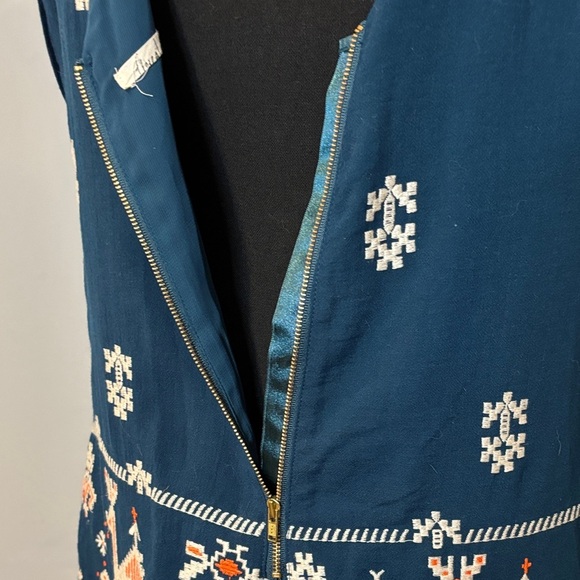 Anthropologie Floreat Avian Myth Embroidered Shift Dress Mediterranean Scandi - Picture 6 of 7